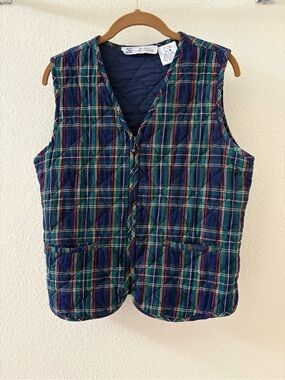 Vintage Studio Collection Scottish Plaid Vest Blue Green Red